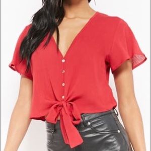 Crinkled Knotted Front Top